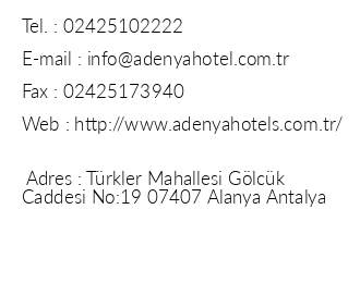 Adenya Hotel & Resort iletiim bilgileri